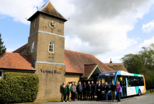 Stagecoach South, with local councillors for South Wonston, Winchester and Andover, outside of Victoria Hall in South Scotney
