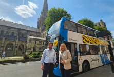 Cllr Joy Dennis, West Sussex County Council's Cabinet Member for Highways and Transport, alongside David Crockford, Public Transport Manager