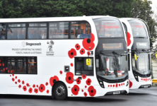 Poppy decorated Stagecoach buses