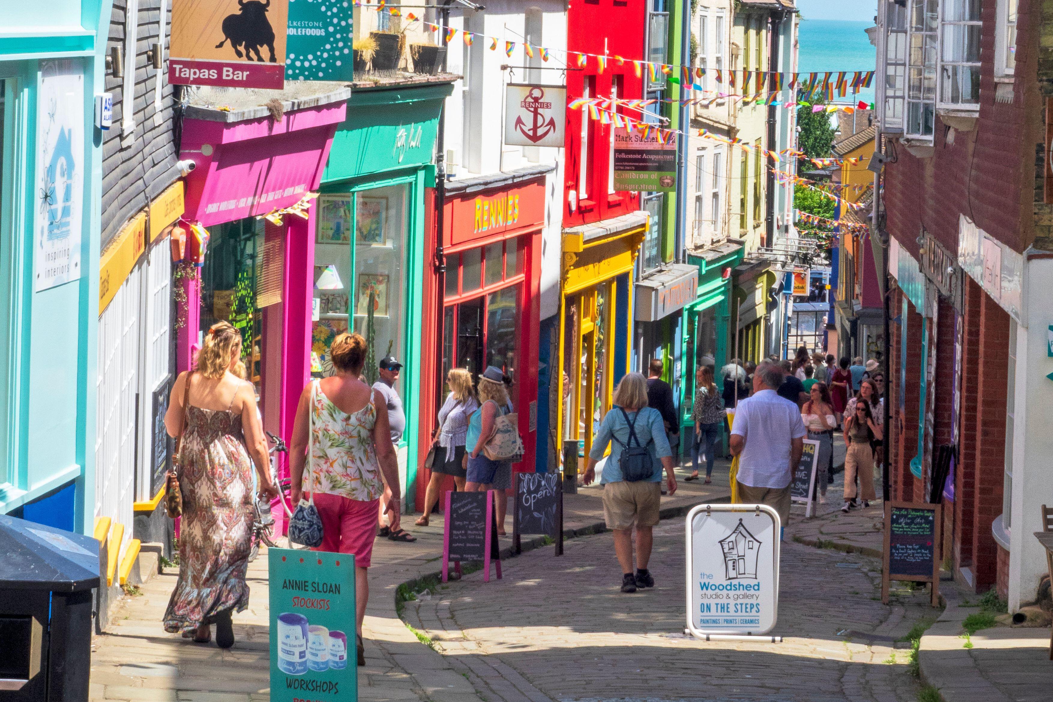 Folkestone High Street looking out to the harbour