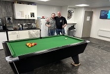 Darren and jack at Dunfermline depot playing pool
