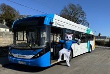 Easter bunny boarding Stagecoach bus