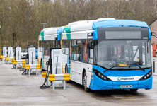 Perth electric buses charging at depot