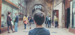 a child looking at a museum
