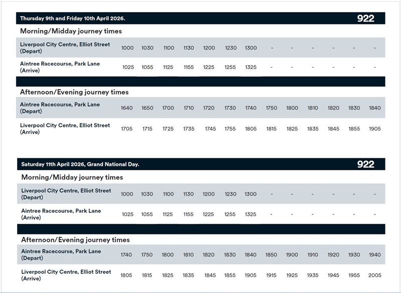 922 Timetable 4.26