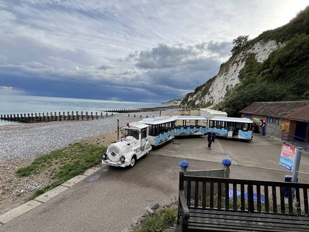Eastbourne Dotto Train running along the seafront