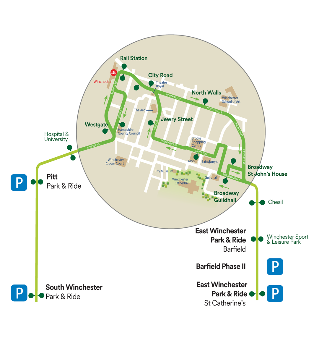 Winchester Park & Ride Map