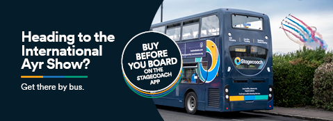 Heading to the international Ayr Show? Get there by bus. Buy before you board on the Stagecoach bus app